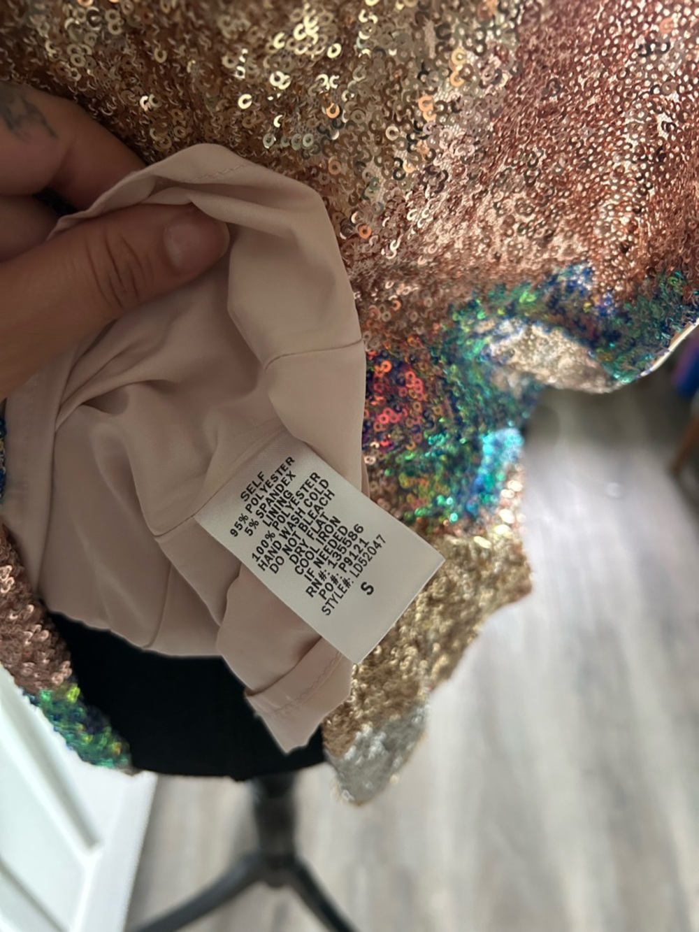 Main Strip sequin spaghetti strap midriff mini dress - Picture 6 of 6